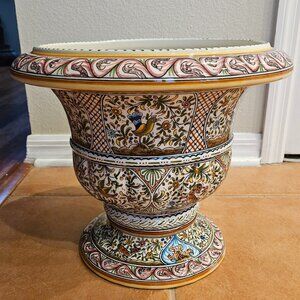 RARE CERAMICA DE COIMBRA PORTUGAL HANDPAINTED CERAMIC URN PLANTER POT